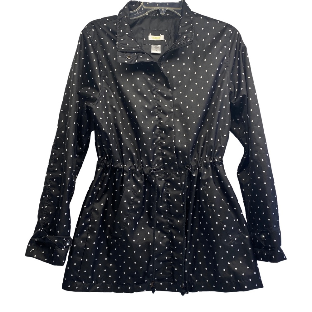 Capelli rain jacket S anorack drawstring full zip snaps polka dot